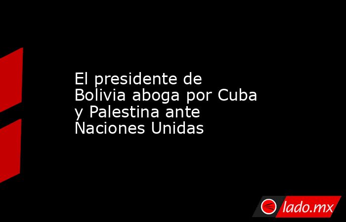 El presidente de Bolivia aboga por Cuba y Palestina ante Naciones Unidas. Noticias en tiempo real