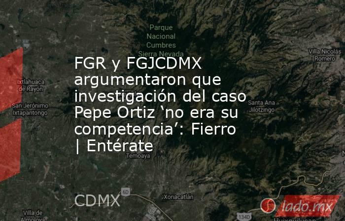 FGR y FGJCDMX argumentaron que investigación del caso Pepe Ortiz ‘no era su competencia’: Fierro | Entérate. Noticias en tiempo real