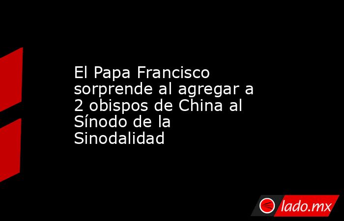 El Papa Francisco sorprende al agregar a 2 obispos de China al Sínodo de la Sinodalidad. Noticias en tiempo real