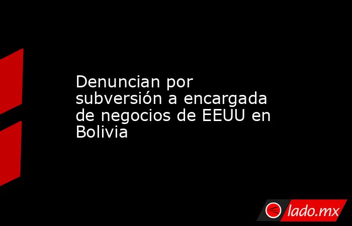 Denuncian por subversión a encargada de negocios de EEUU en Bolivia. Noticias en tiempo real