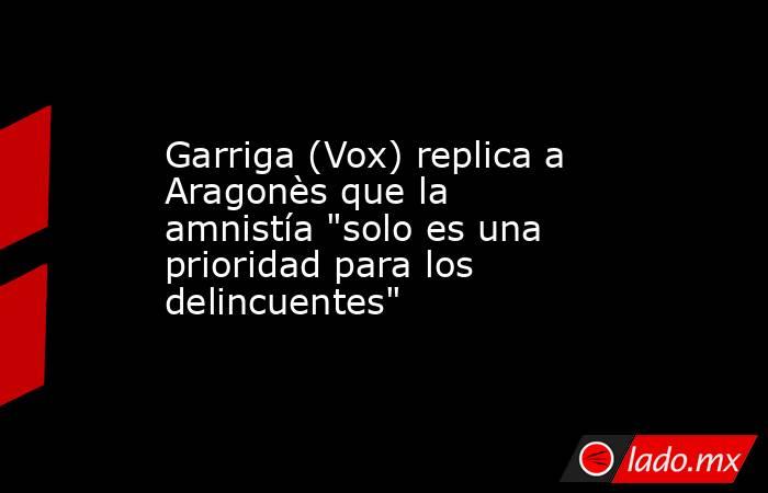 Garriga (Vox) replica a Aragonès que la amnistía 