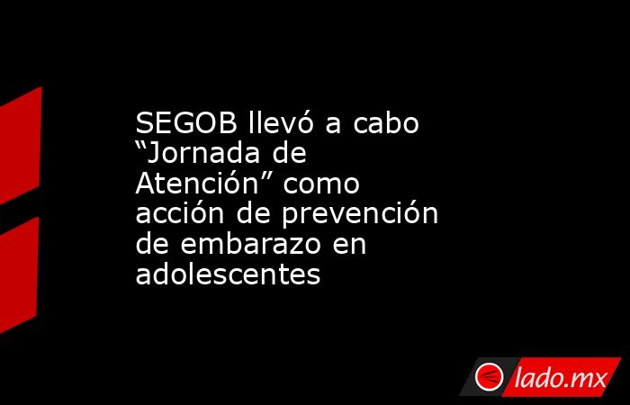 SEGOB llevó a cabo “Jornada de Atención” como acción de prevención de embarazo en adolescentes. Noticias en tiempo real