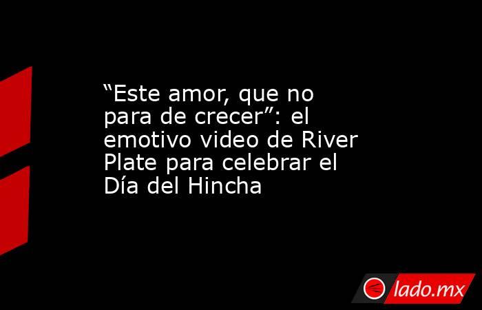 “Este amor, que no para de crecer”: el emotivo video de River Plate para celebrar el Día del Hincha. Noticias en tiempo real