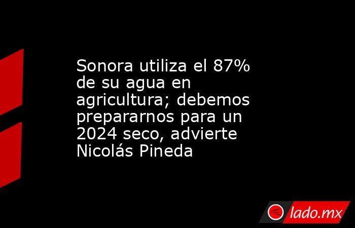 Sonora utiliza el 87% de su agua en agricultura; debemos prepararnos para un 2024 seco, advierte Nicolás Pineda. Noticias en tiempo real