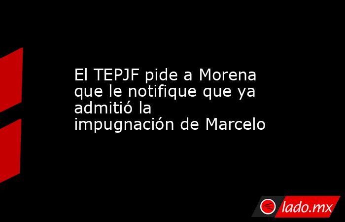 El TEPJF pide a Morena que le notifique que ya admitió la impugnación de Marcelo. Noticias en tiempo real