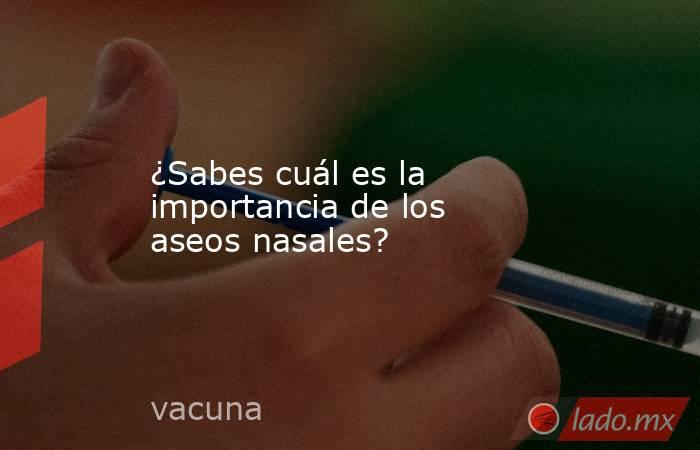 ¿Sabes cuál es la importancia de los aseos nasales?. Noticias en tiempo real