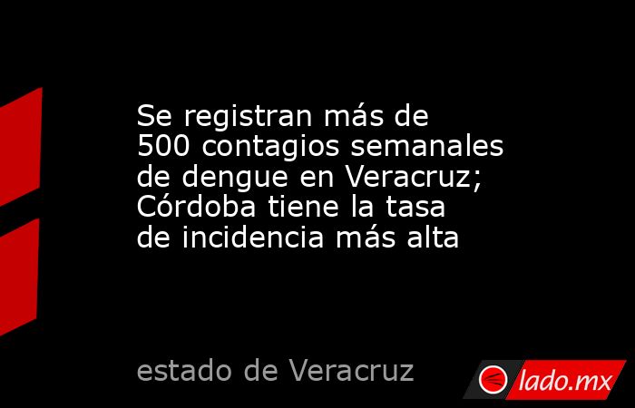 Se registran más de 500 contagios semanales de dengue en Veracruz; Córdoba tiene la tasa de incidencia más alta. Noticias en tiempo real