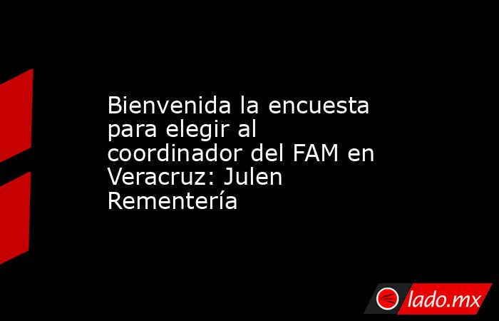 Bienvenida la encuesta para elegir al coordinador del FAM en Veracruz: Julen Rementería. Noticias en tiempo real