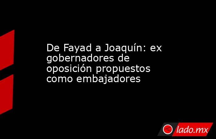 De Fayad a Joaquín: ex gobernadores de oposición propuestos como embajadores. Noticias en tiempo real