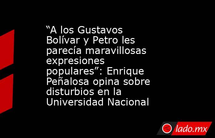 “A los Gustavos Bolívar y Petro les parecía maravillosas expresiones populares”: Enrique Peñalosa opina sobre disturbios en la Universidad Nacional. Noticias en tiempo real