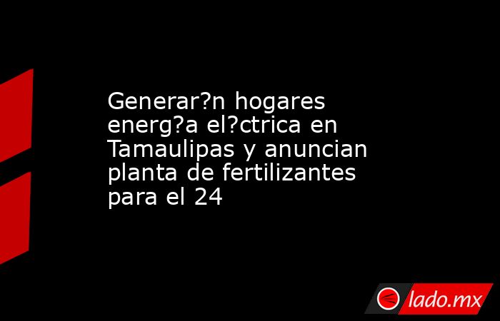 Generar?n hogares energ?a el?ctrica en Tamaulipas y anuncian planta de fertilizantes para el 24. Noticias en tiempo real