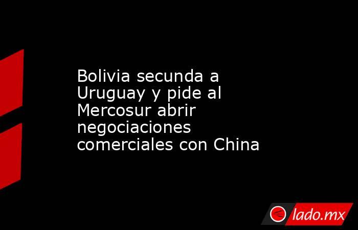 Bolivia secunda a Uruguay y pide al Mercosur abrir negociaciones comerciales con China. Noticias en tiempo real