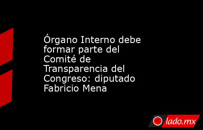 Órgano Interno debe formar parte del Comité de Transparencia del Congreso: diputado Fabricio Mena . Noticias en tiempo real