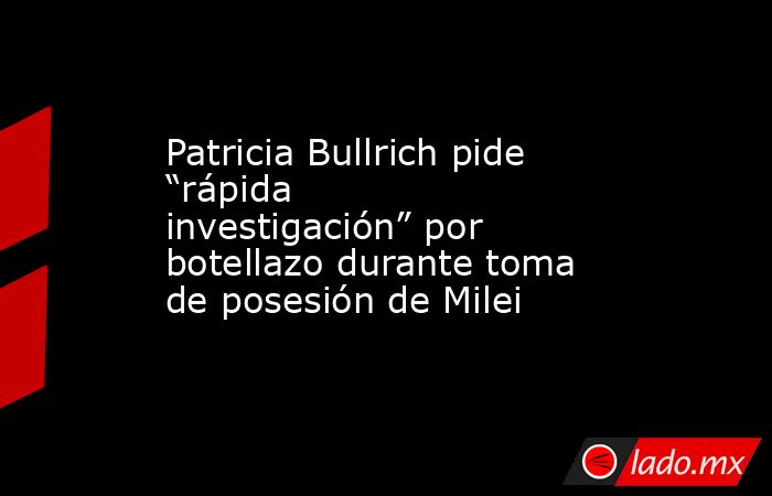 Patricia Bullrich pide “rápida investigación” por botellazo durante toma de posesión de Milei. Noticias en tiempo real