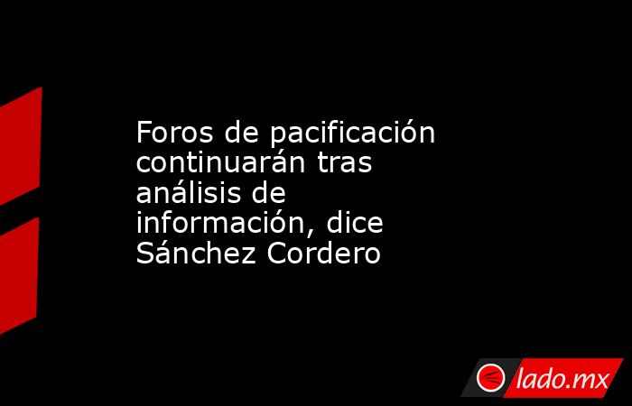 Foros de pacificación continuarán tras análisis de información, dice Sánchez Cordero. Noticias en tiempo real