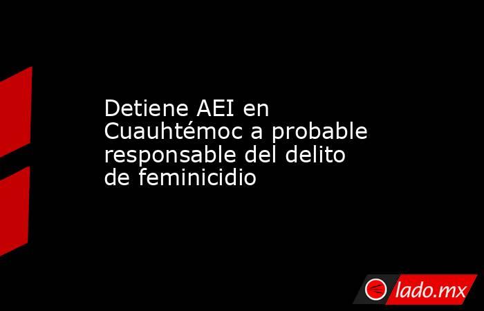 Detiene AEI en Cuauhtémoc a probable responsable del delito de feminicidio. Noticias en tiempo real