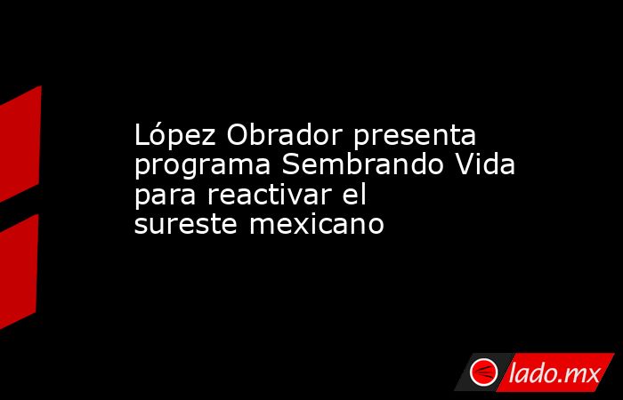 López Obrador presenta programa Sembrando Vida para reactivar el sureste mexicano. Noticias en tiempo real