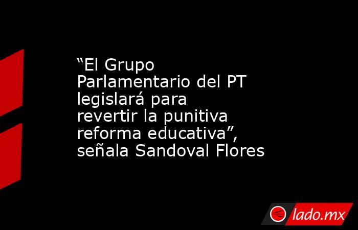 “El Grupo Parlamentario del PT legislará para revertir la punitiva reforma educativa”, señala Sandoval Flores. Noticias en tiempo real