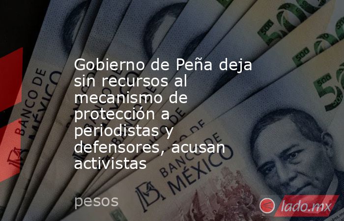 Gobierno de Peña deja sin recursos al mecanismo de protección a periodistas y defensores, acusan activistas. Noticias en tiempo real