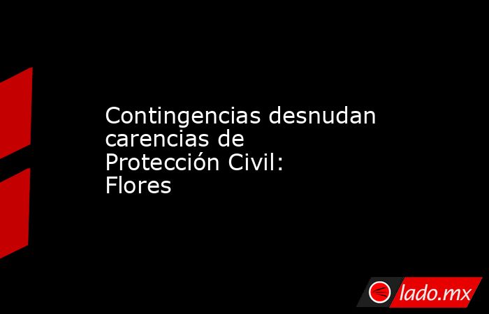 Contingencias desnudan carencias de Protección Civil: Flores

. Noticias en tiempo real