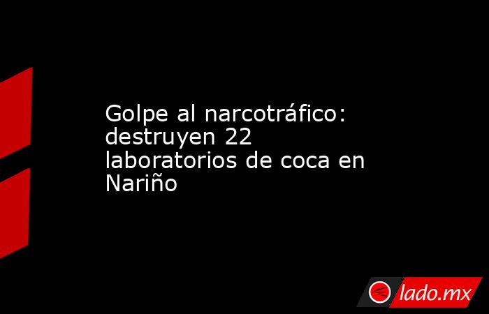 Golpe al narcotráfico: destruyen 22 laboratorios de coca en Nariño. Noticias en tiempo real