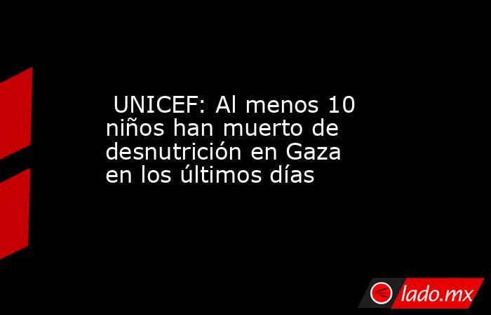  UNICEF: Al menos 10 niños han muerto de desnutrición en Gaza en los últimos días. Noticias en tiempo real