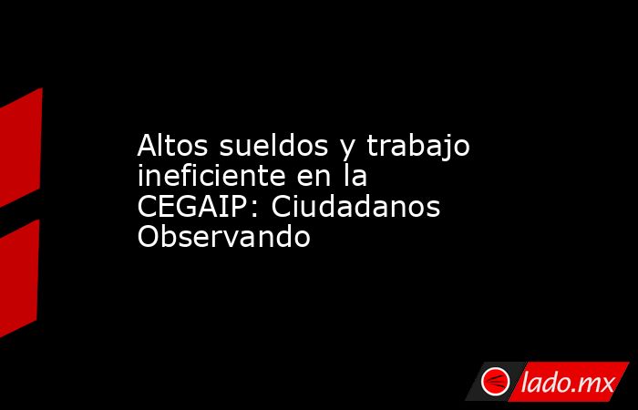 Altos sueldos y trabajo ineficiente en la CEGAIP: Ciudadanos Observando. Noticias en tiempo real