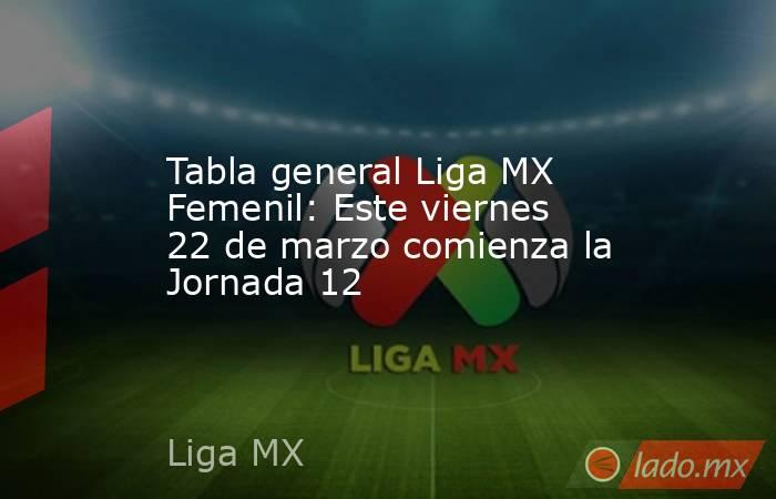 Tabla general Liga MX Femenil: Este viernes 22 de marzo comienza la Jornada 12. Noticias en tiempo real