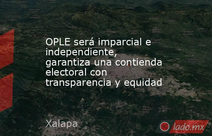 OPLE será imparcial e independiente, garantiza una contienda electoral con transparencia y equidad. Noticias en tiempo real