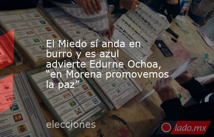 El Miedo sí anda en burro y es azul advierte Edurne Ochoa, “en Morena promovemos la paz”. Noticias en tiempo real