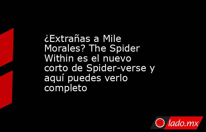 ¿Extrañas a Mile Morales? The Spider Within es el nuevo corto de Spider-verse y aquí puedes verlo completo. Noticias en tiempo real