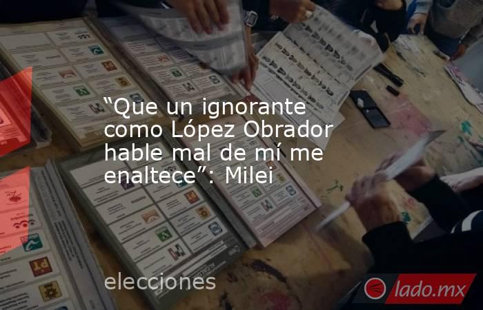 “Que un ignorante como López Obrador hable mal de mí me enaltece”: Milei. Noticias en tiempo real