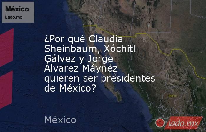¿Por qué Claudia Sheinbaum, Xóchitl Gálvez y Jorge Álvarez Máynez quieren ser presidentes de México?. Noticias en tiempo real
