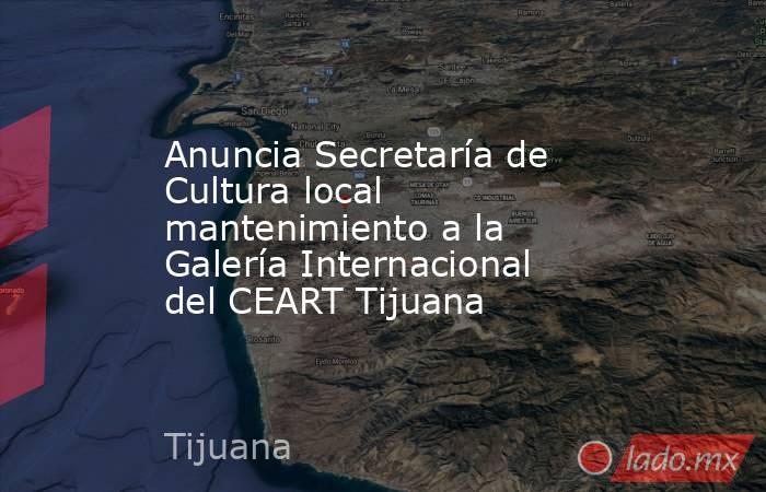 Anuncia Secretaría de Cultura local mantenimiento a la Galería Internacional del CEART Tijuana. Noticias en tiempo real