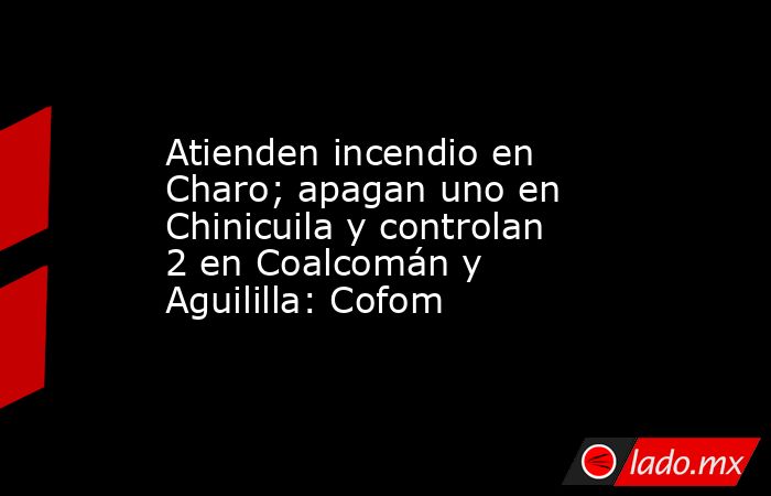 Atienden incendio en Charo; apagan uno en Chinicuila y controlan 2 en Coalcomán y Aguililla: Cofom. Noticias en tiempo real