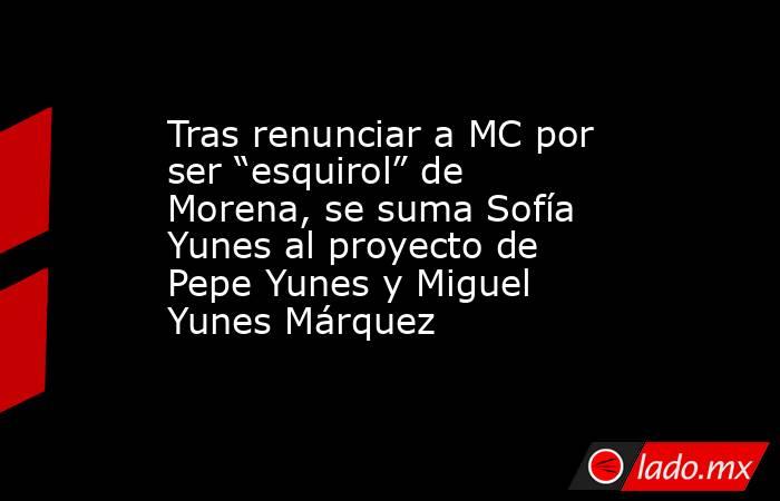 Tras renunciar a MC por ser “esquirol” de Morena, se suma Sofía Yunes al proyecto de Pepe Yunes y Miguel Yunes Márquez. Noticias en tiempo real