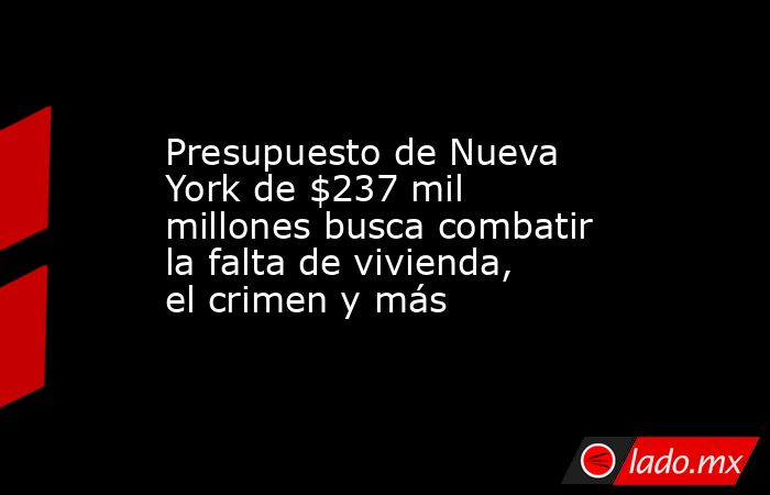 Presupuesto de Nueva York de $237 mil millones busca combatir la falta de vivienda, el crimen y más. Noticias en tiempo real