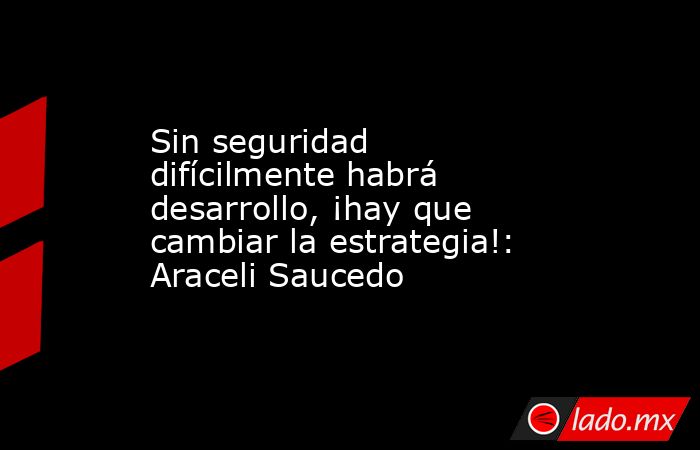 Sin seguridad difícilmente habrá desarrollo, ¡hay que cambiar la estrategia!: Araceli Saucedo. Noticias en tiempo real