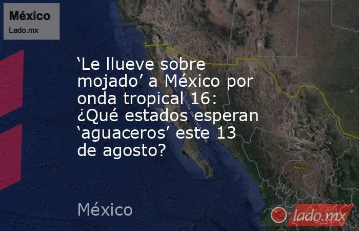 ‘Le llueve sobre mojado’ a México por onda tropical 16: ¿Qué estados esperan ‘aguaceros’ este 13 de agosto?. Noticias en tiempo real