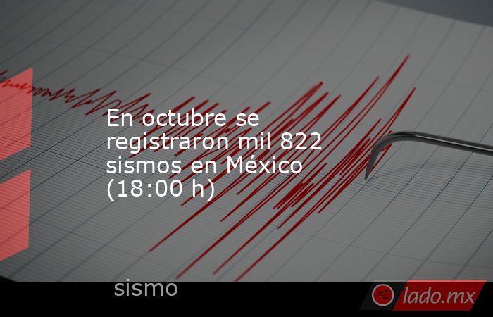 En octubre se registraron mil 822 sismos en México (18:00 h). Noticias en tiempo real