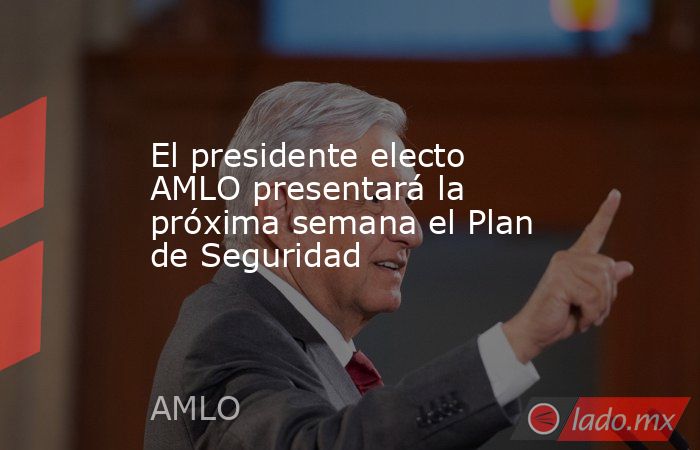 El presidente electo AMLO presentará la próxima semana el Plan de Seguridad. Noticias en tiempo real