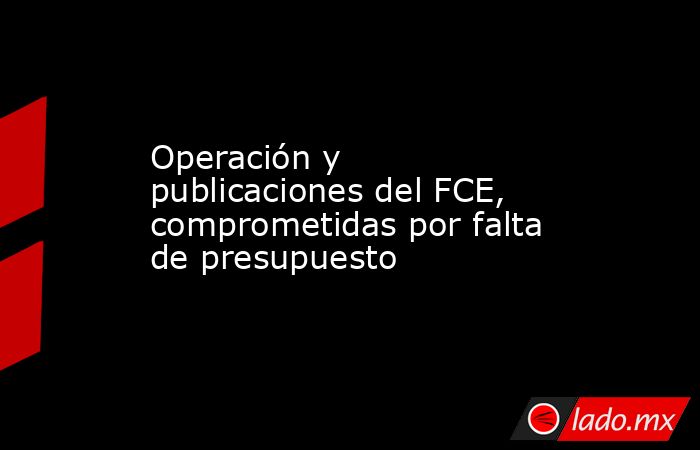 Operación y publicaciones del FCE, comprometidas por falta de presupuesto. Noticias en tiempo real