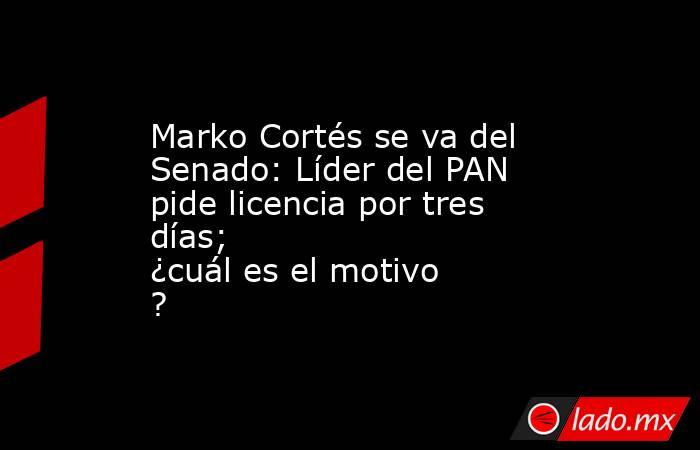 Marko Cortés se va del Senado: Líder del PAN pide licencia por tres días; ¿cuál es el motivo?. Noticias en tiempo real