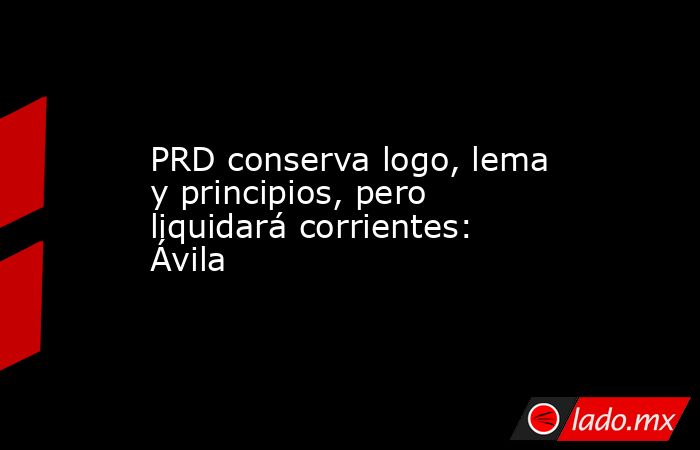 PRD conserva logo, lema y principios, pero liquidará corrientes: Ávila. Noticias en tiempo real