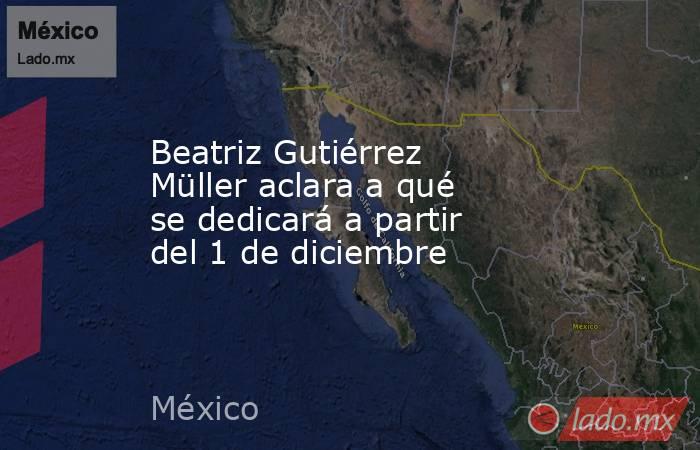 Beatriz Gutiérrez Müller aclara a qué se dedicará a partir del 1 de diciembre. Noticias en tiempo real