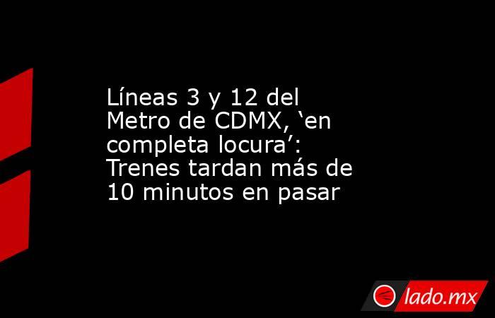 Líneas 3 y 12 del Metro de CDMX, ‘en completa locura’: Trenes tardan más de 10 minutos en pasar. Noticias en tiempo real