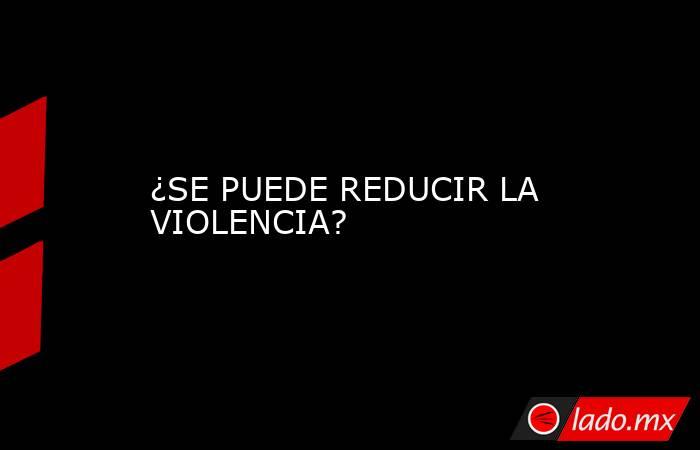 ¿SE PUEDE REDUCIR LA VIOLENCIA?. Noticias en tiempo real
