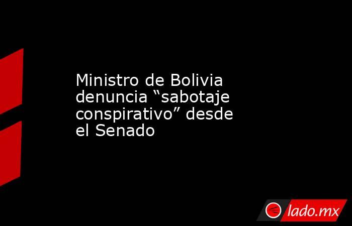 Ministro de Bolivia denuncia “sabotaje conspirativo” desde el Senado. Noticias en tiempo real