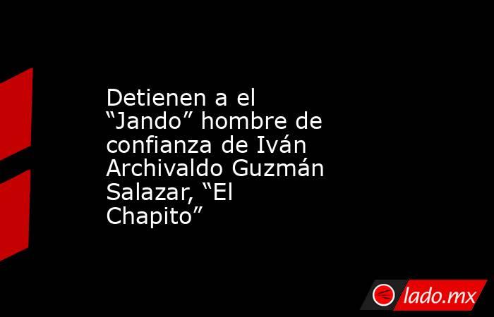 Detienen a el “Jando” hombre de  confianza de Iván Archivaldo Guzmán Salazar, “El Chapito”. Noticias en tiempo real