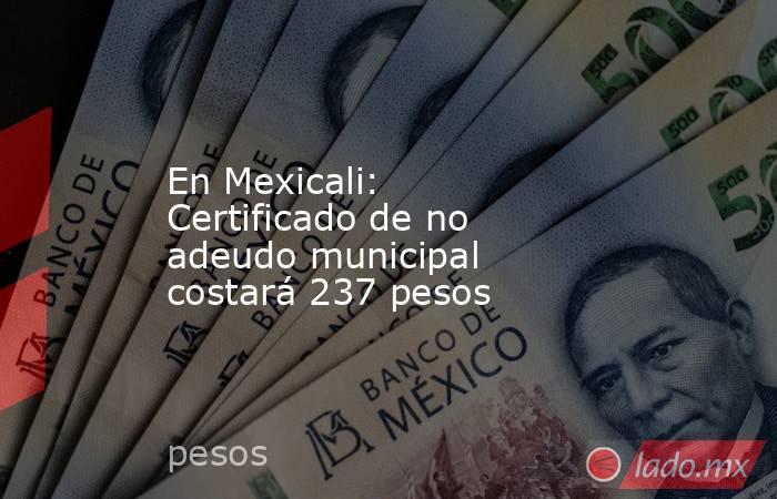 En Mexicali: Certificado de no adeudo municipal costará 237 pesos. Noticias en tiempo real